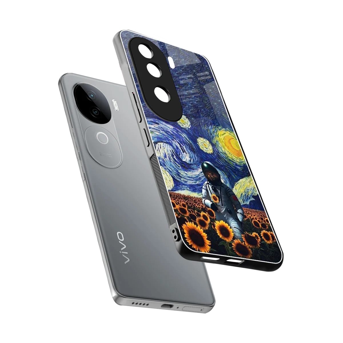 Cosmic Night sleek vivo v40e cover with tempered glass back and TPU edges