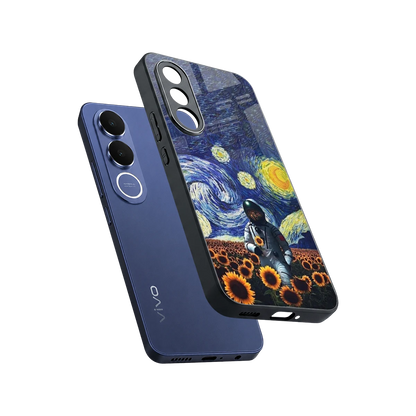 Cosmic Night sleek vivo v70 fe cover with tempered glass back and TPU edges