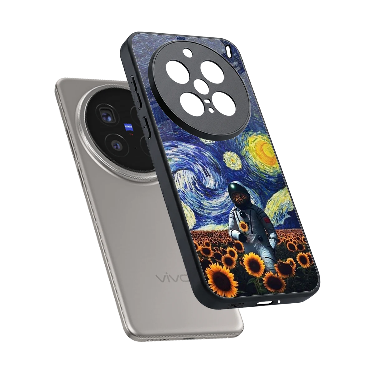 Cosmic Night sleek vivo x200 pro cover with tempered glass back and TPU edges