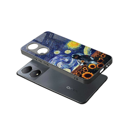 Cosmic Night sleek Vivo-y100 cover with tempered glass back and TPU edges