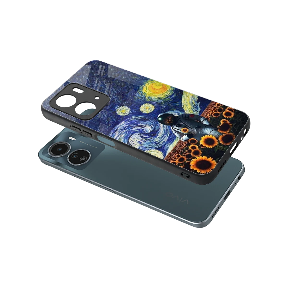 Cosmic Night sleek vivo y16 cover with tempered glass back and TPU edges
