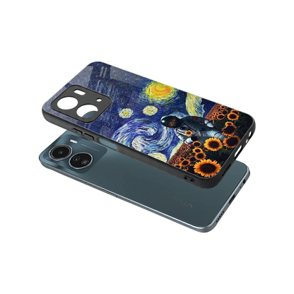 Cosmic Night sleek vivo y16 cover with tempered glass back and TPU edges