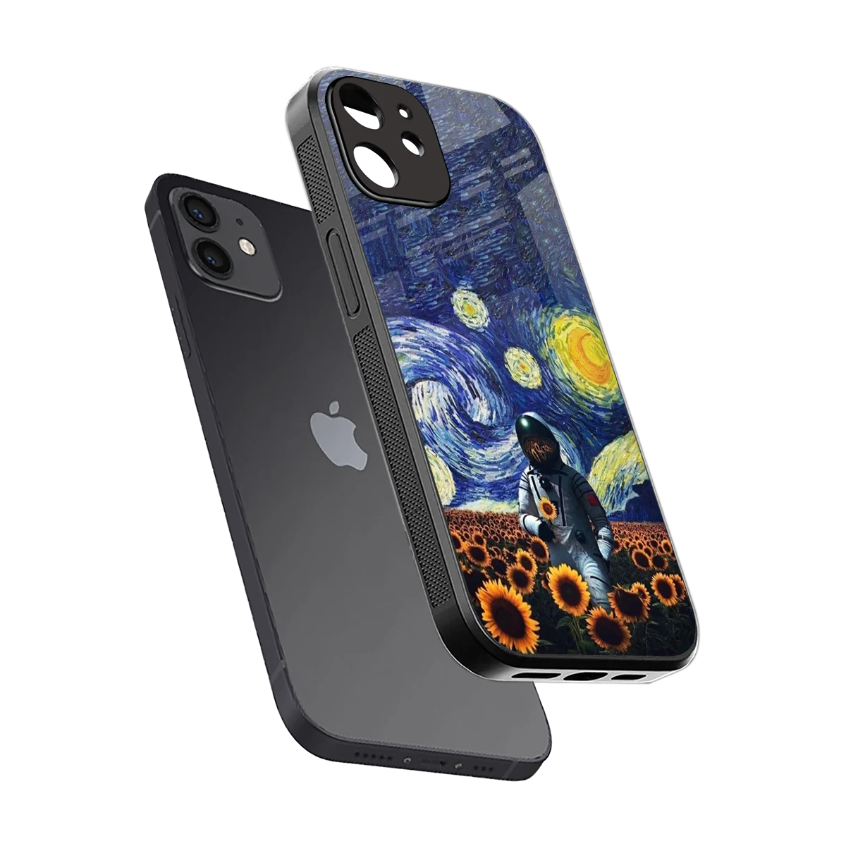 Cosmic Night sleek iphone 12 cover with tempered glass back and TPU edges