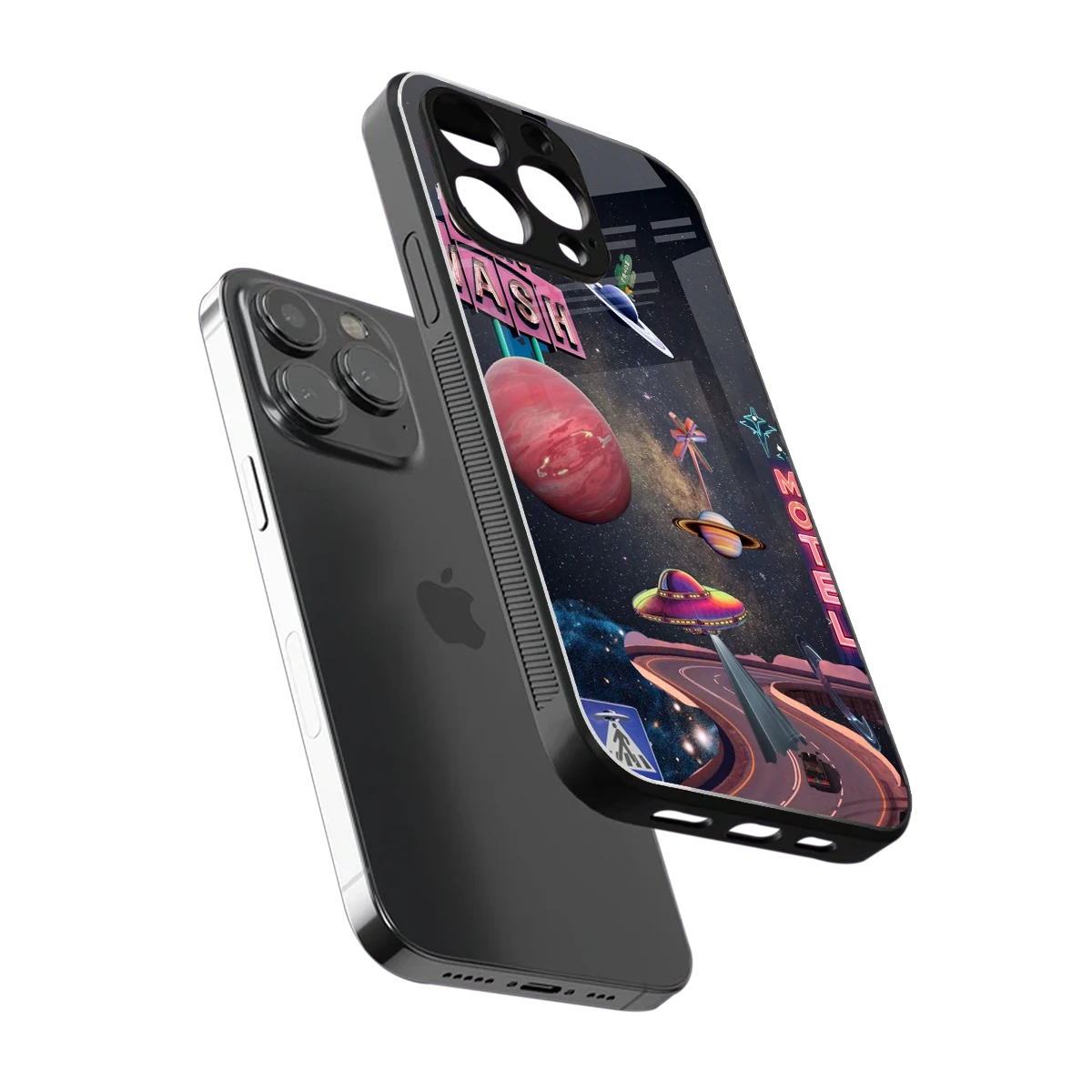 Cosmic Path sleek iphone 14 pro max cover with tempered glass back and TPU edges