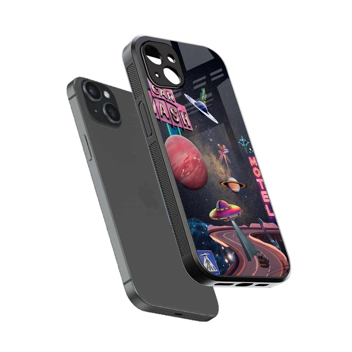 Cosmic Path sleek iphone 14 plus cover with tempered glass back and TPU edges