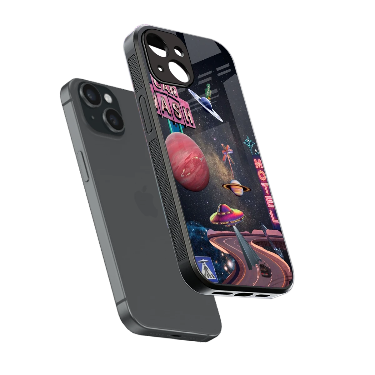 Cosmic Path sleek iphone 15 cover with tempered glass back and TPU edges