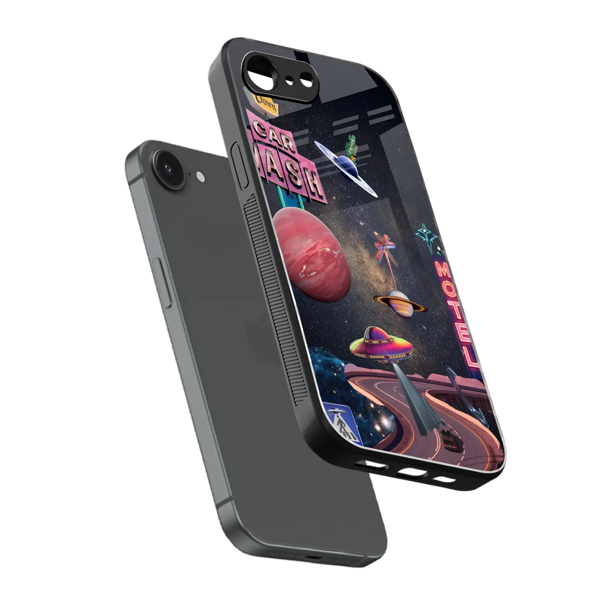 Cosmic Path sleek iphone 17e cover with tempered glass back and TPU edges