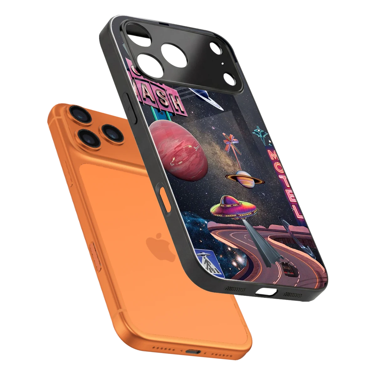 Cosmic Path sleek iphone 17 pro cover with tempered glass back and TPU edges