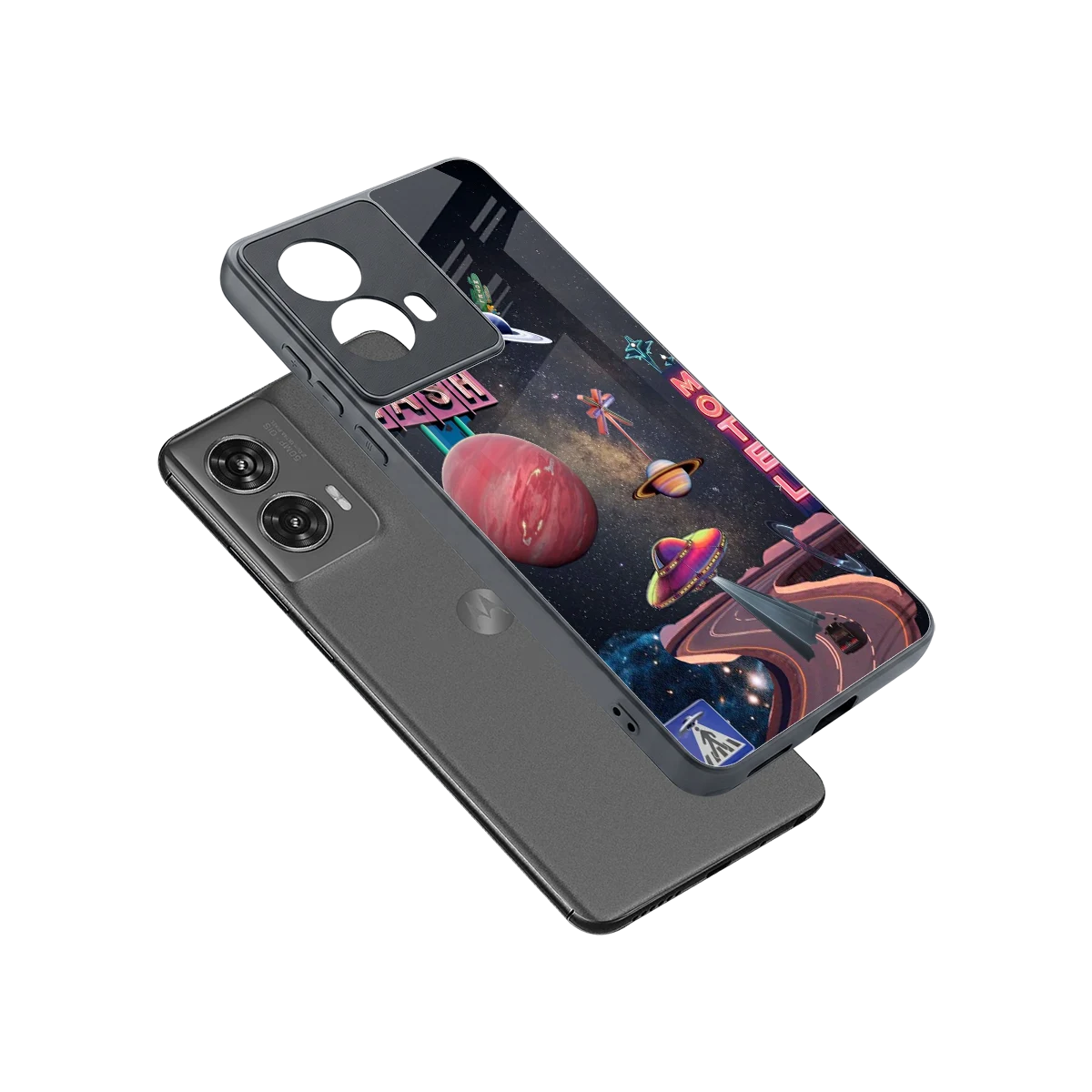 Cosmic Path sleek motorola edge 50 fusion cover with tempered glass back and TPU edges
