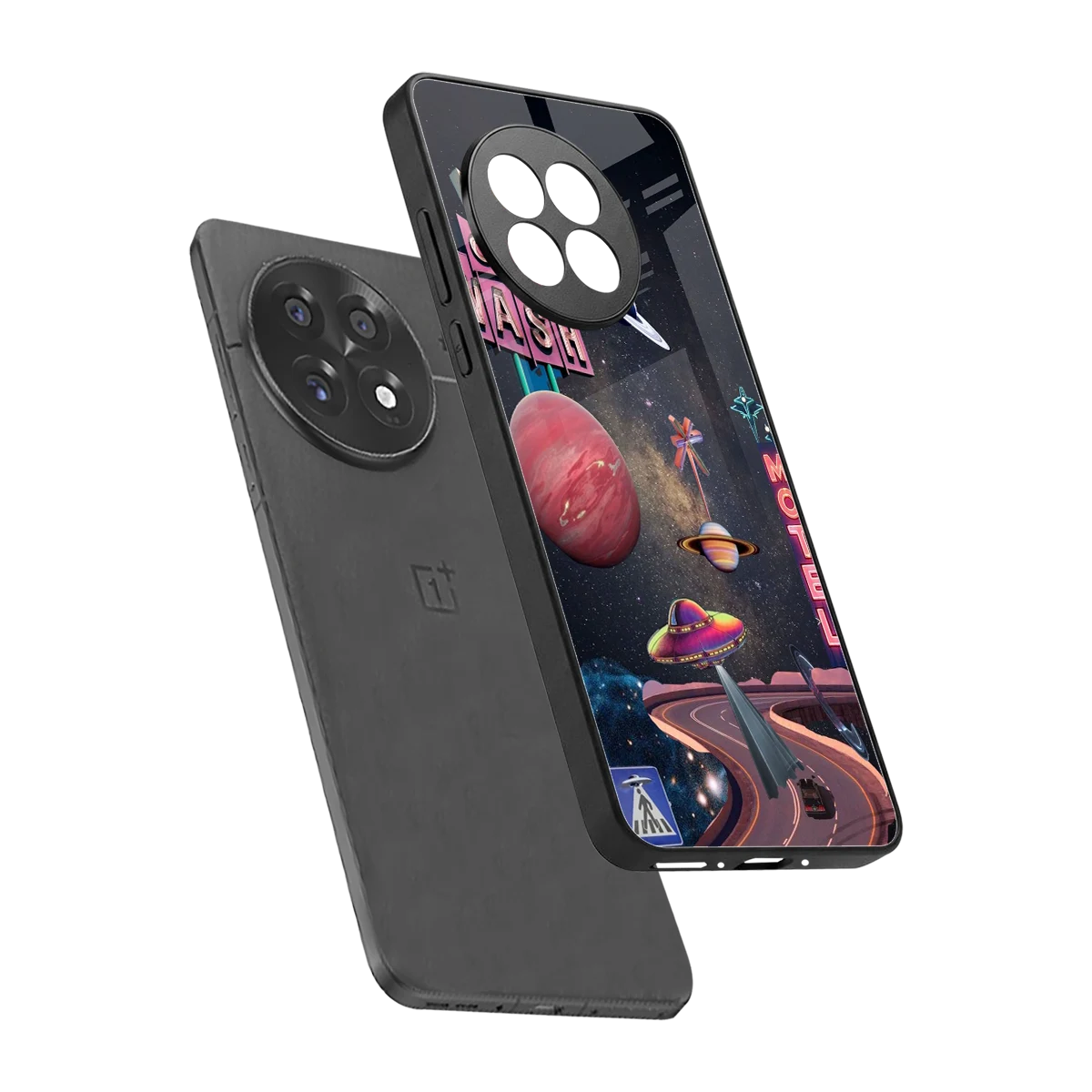 Cosmic Path sleek oneplus 13r cover with tempered glass back and TPU edges