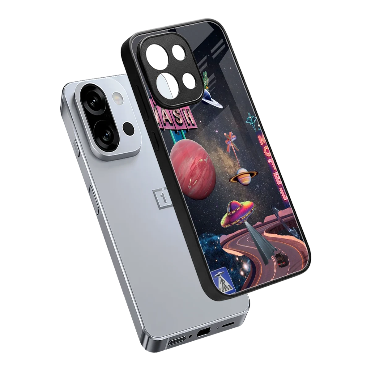 Cosmic Path sleek oneplus 13s cover with tempered glass back and TPU edges