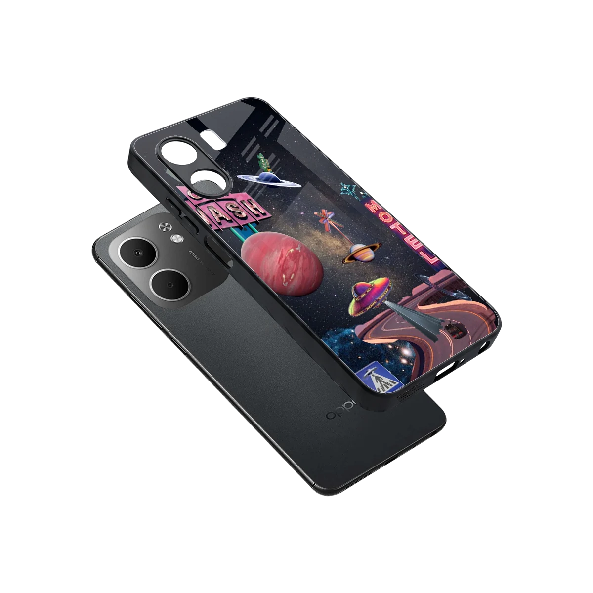 Cosmic Path sleek oppo a5x 5g cover with tempered glass back and TPU edges