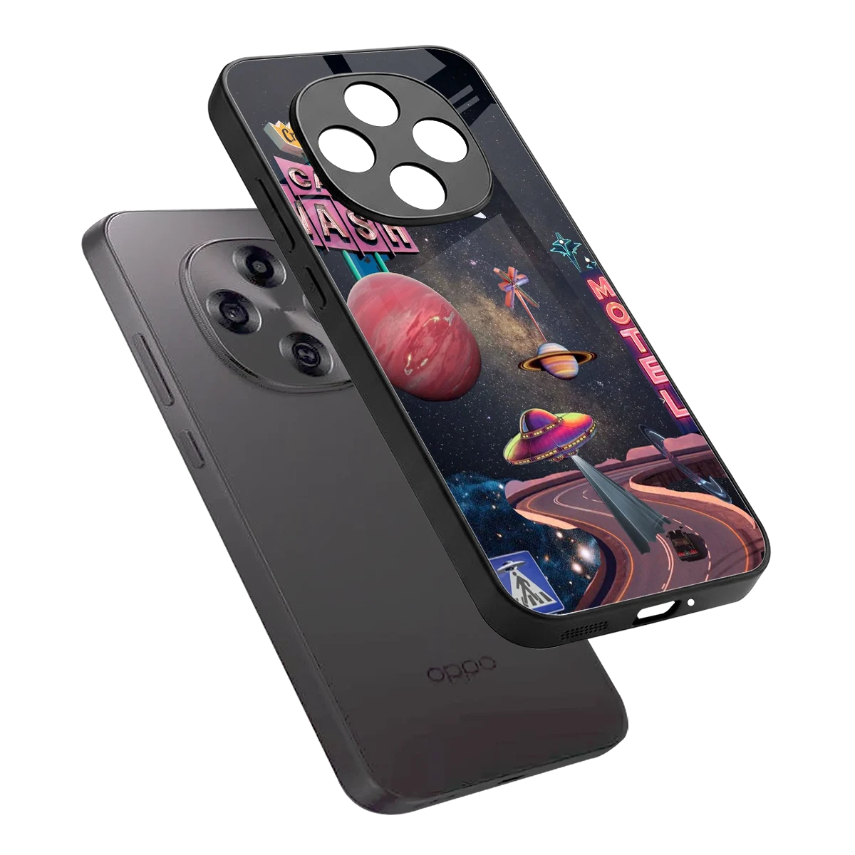 Cosmic Path sleek oppo f31 pro 5g cover with tempered glass back and TPU edges