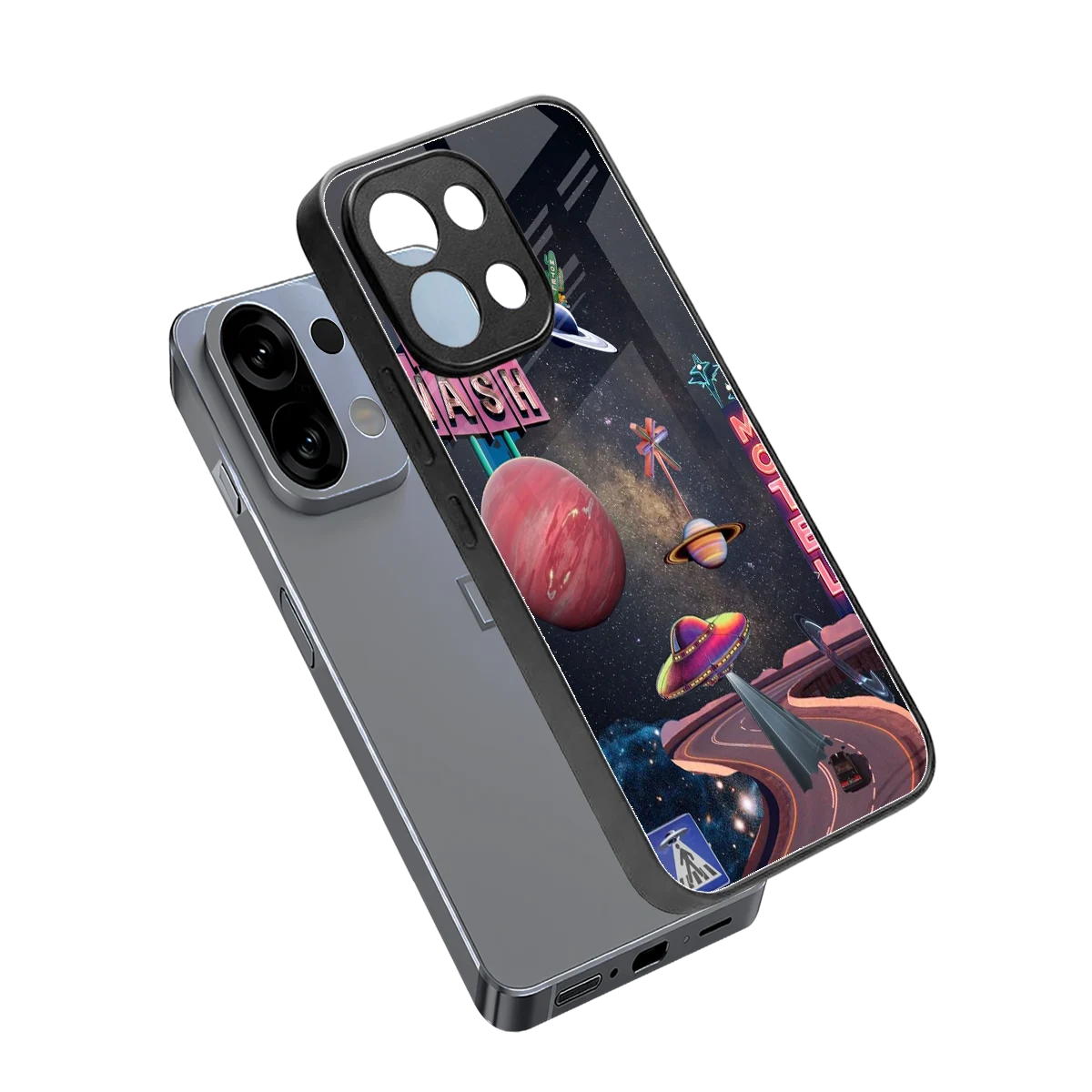 Cosmic Path sleek oppo k13 5g cover with tempered glass back and TPU edges