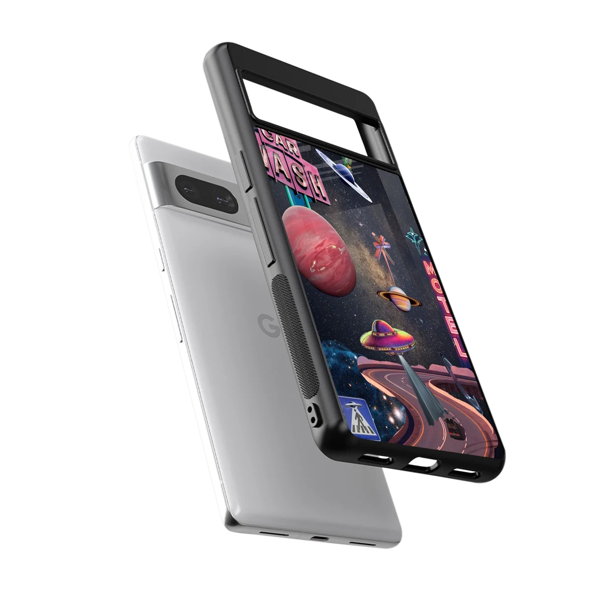 Cosmic Path sleek google pixel 7 cover with tempered glass back and TPU edges