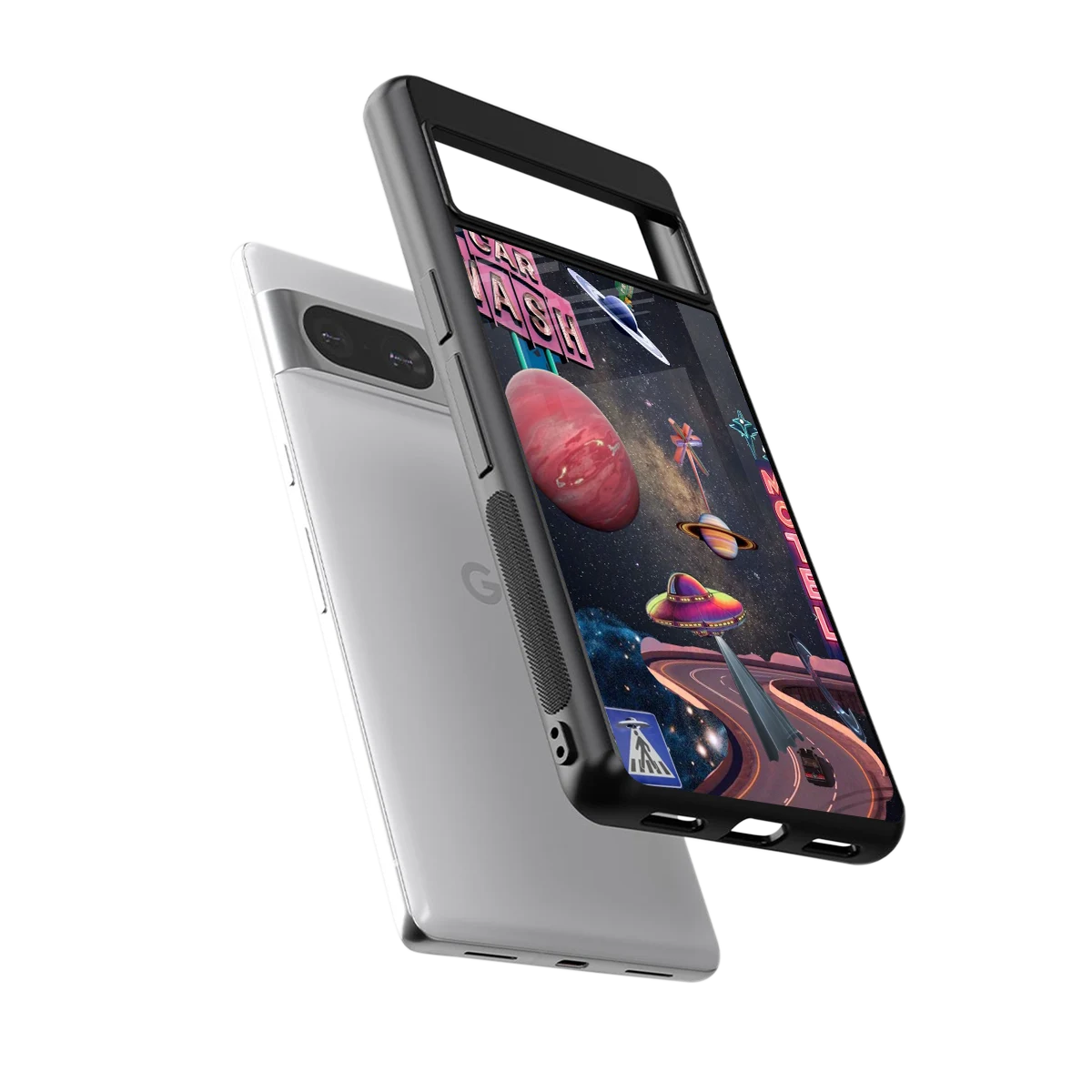 Cosmic Path sleek google pixel 8 cover with tempered glass back and TPU edges