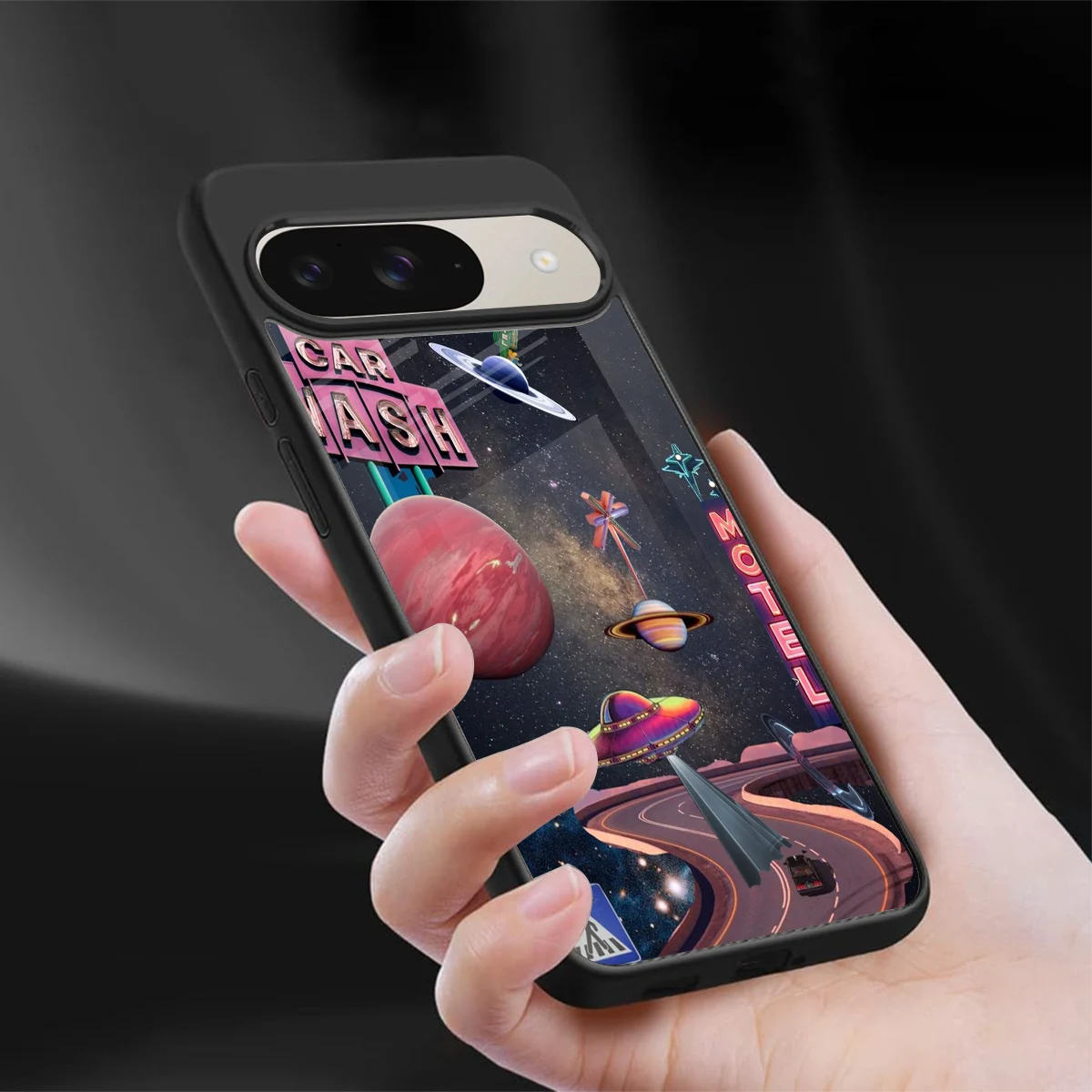 Cosmic Path sleek google pixel 9 cover with tempered glass back and TPU edges