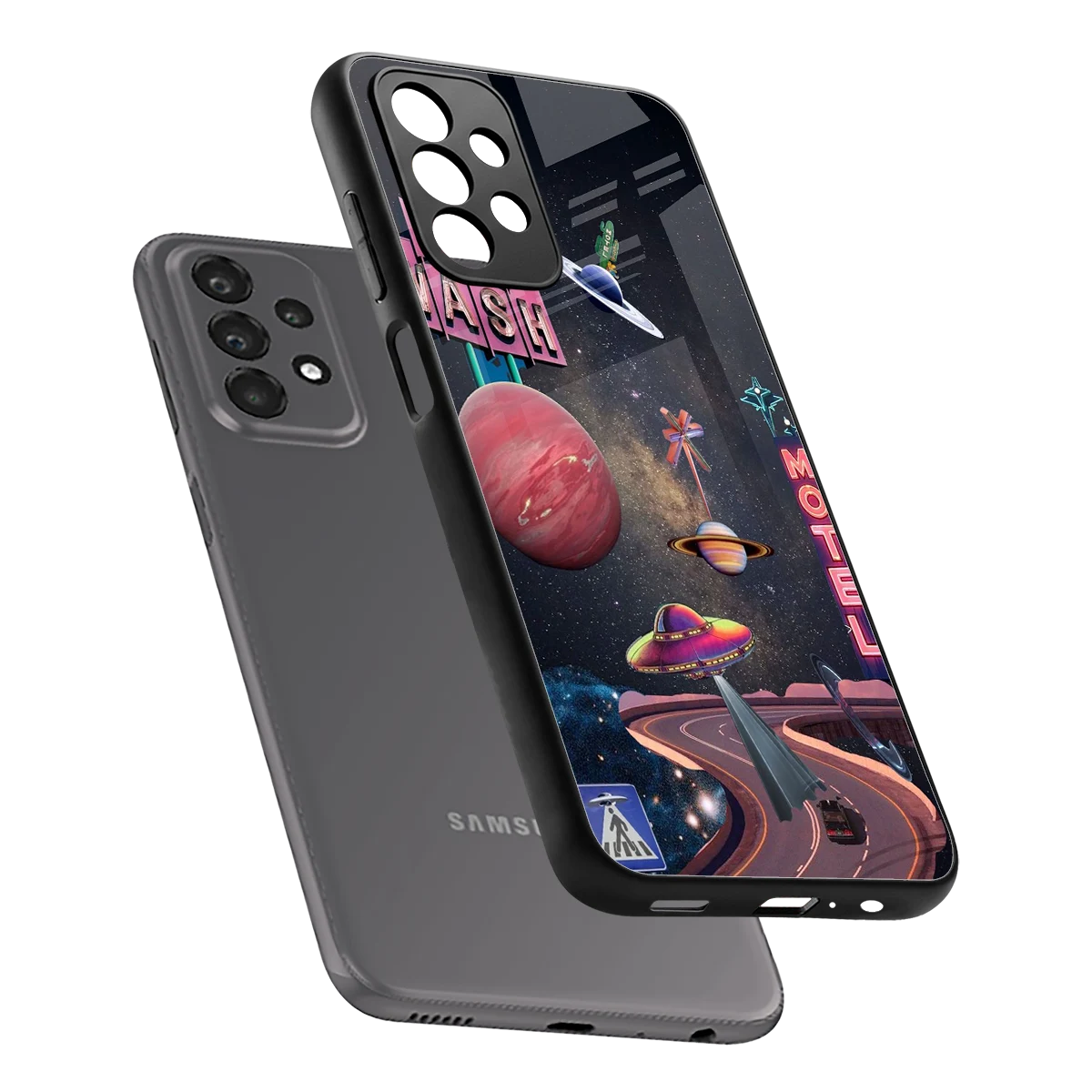 Cosmic Path sleek samsung galaxy a23 cover with tempered glass back and TPU edges