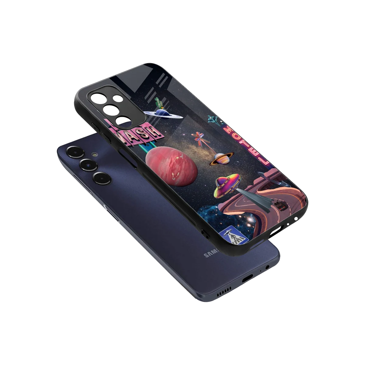 Cosmic Path sleek samsung galaxy m14 5g cover with tempered glass back and TPU edges