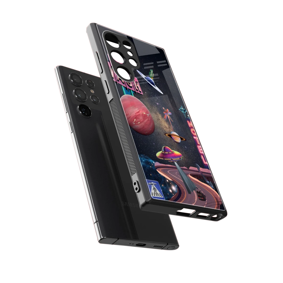 Cosmic Path sleek samsung galaxy s24 ultra cover with tempered glass back and TPU edges