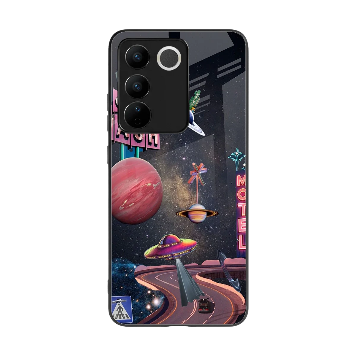 Cosmic Path back phone cover | glass case for vivo v27 5g