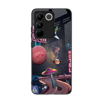 Cosmic Path back phone cover | glass case for vivo v27 5g
