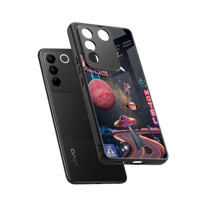 Cosmic Path sleek vivo v27 5g cover with tempered glass back and TPU edges
