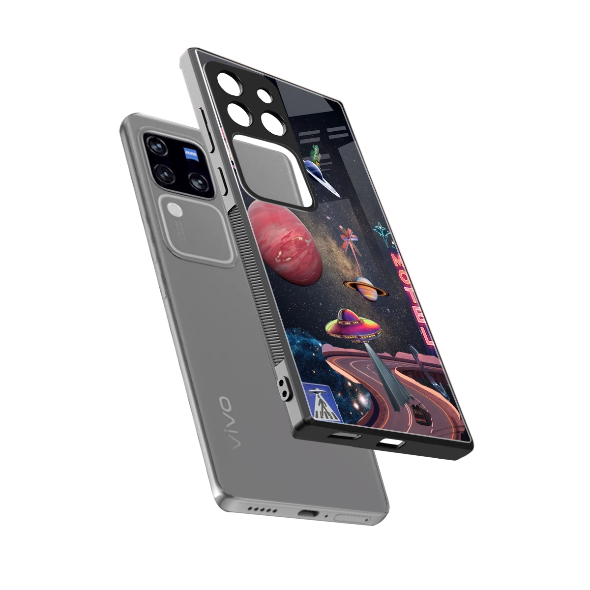 Cosmic Path sleekvivo v30 pro cover with tempered glass back and TPU edges