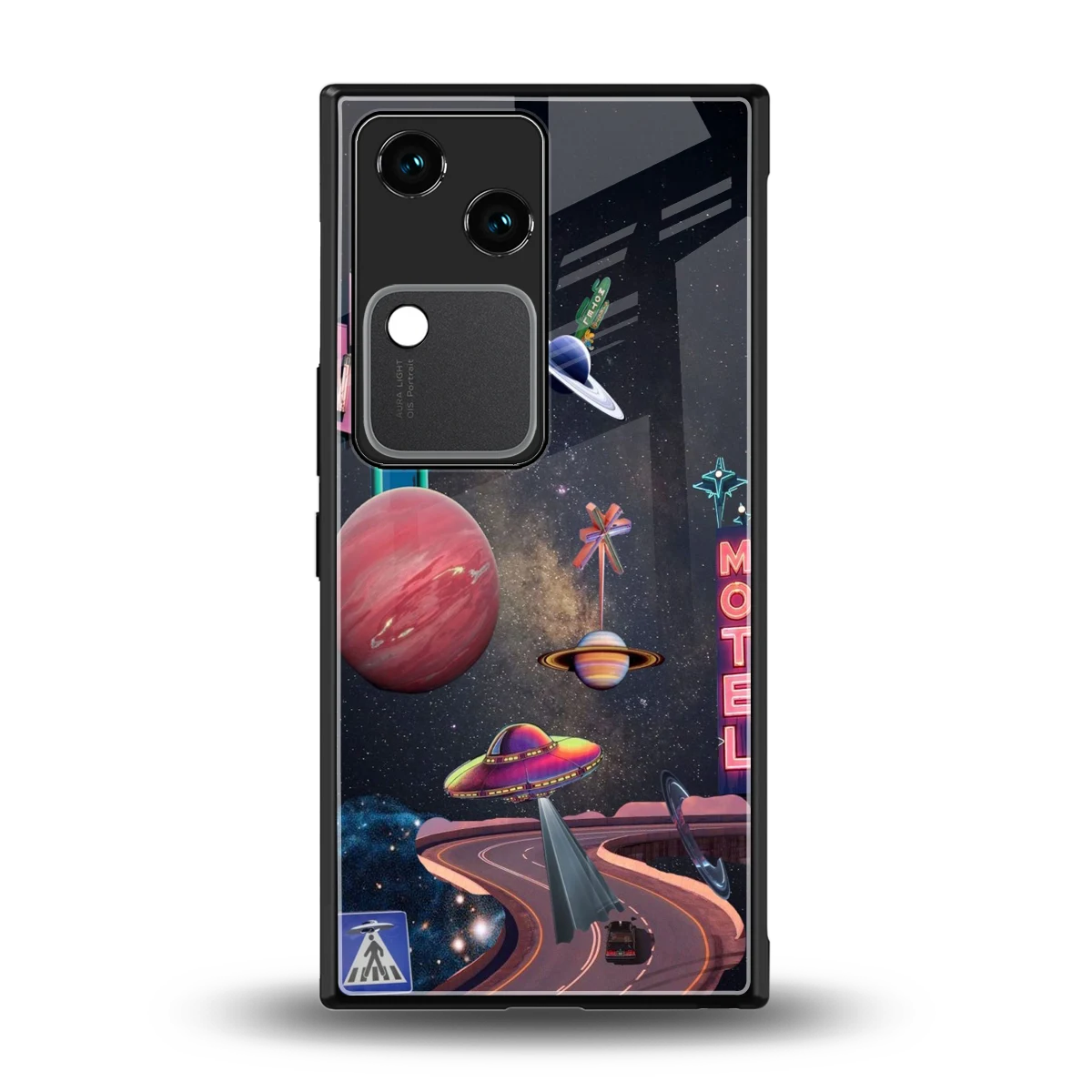 Cosmic Path back phone cover | glass case for vivo v30