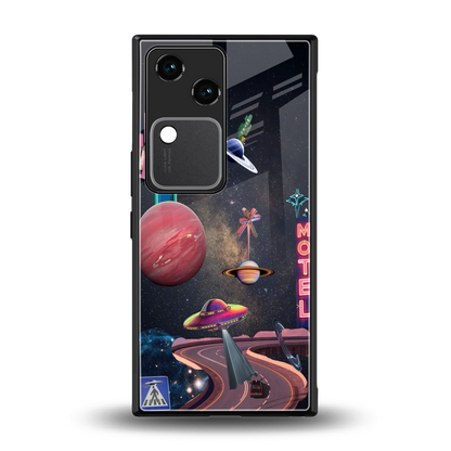 Cosmic Path back phone cover | glass case for vivo v30
