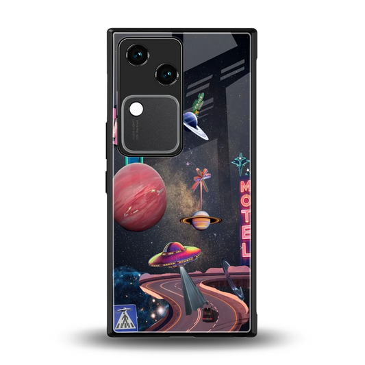 Cosmic Path back phone cover | glass case for vivo v30