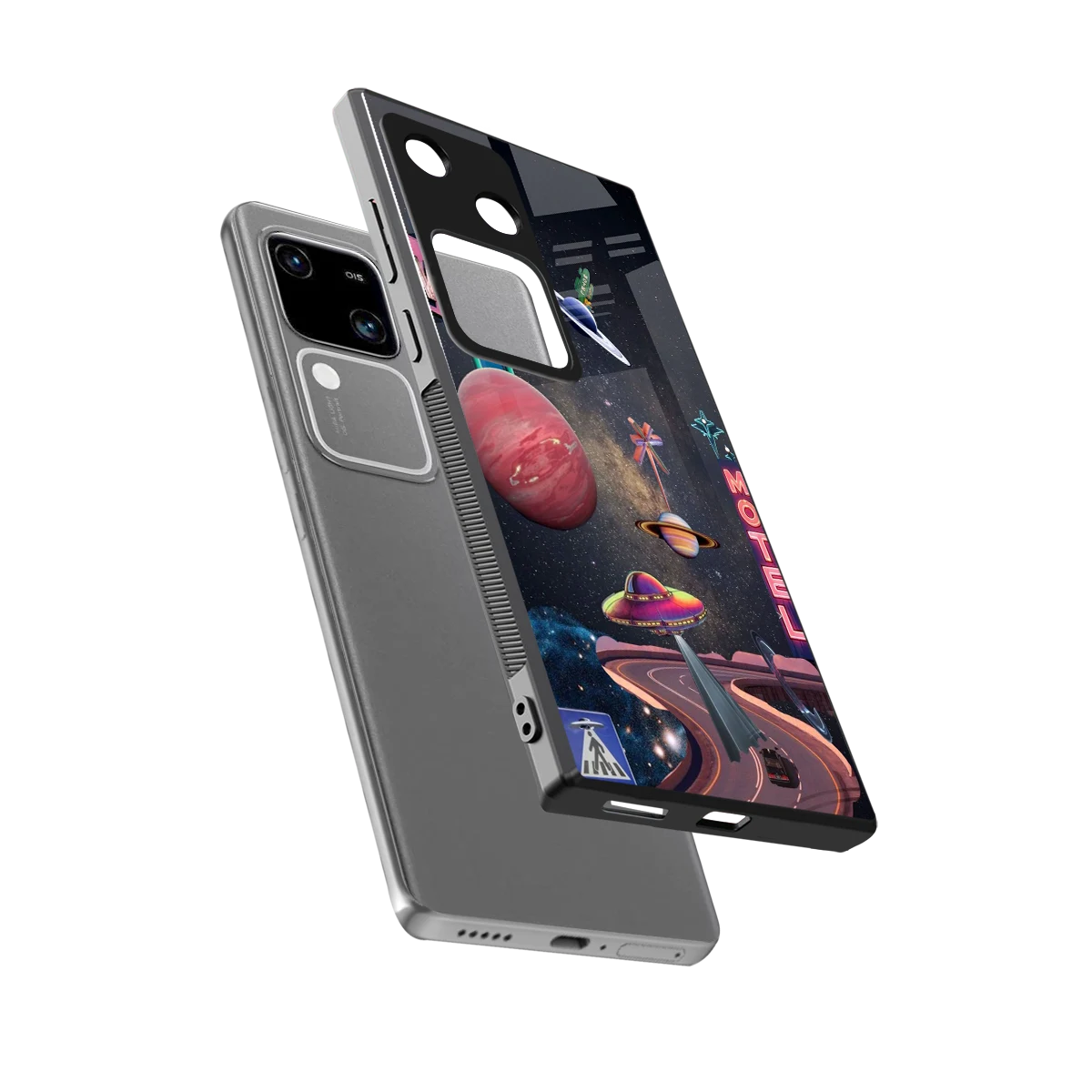 Cosmic Path sleek vivo v30 cover with tempered glass back and TPU edges