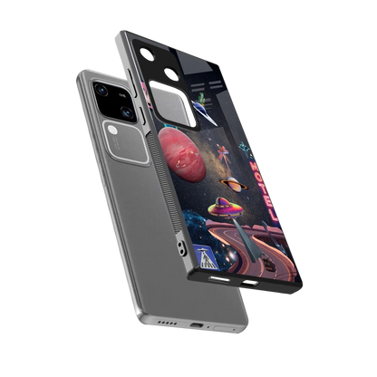 Cosmic Path sleek vivo v30 cover with tempered glass back and TPU edges