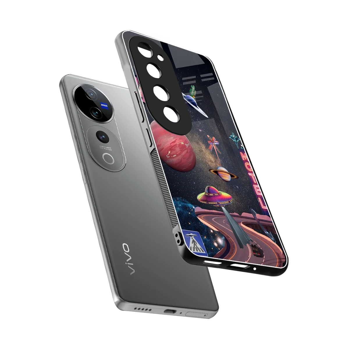 Cosmic Path sleek vivo v40 pro cover with tempered glass back and TPU edges