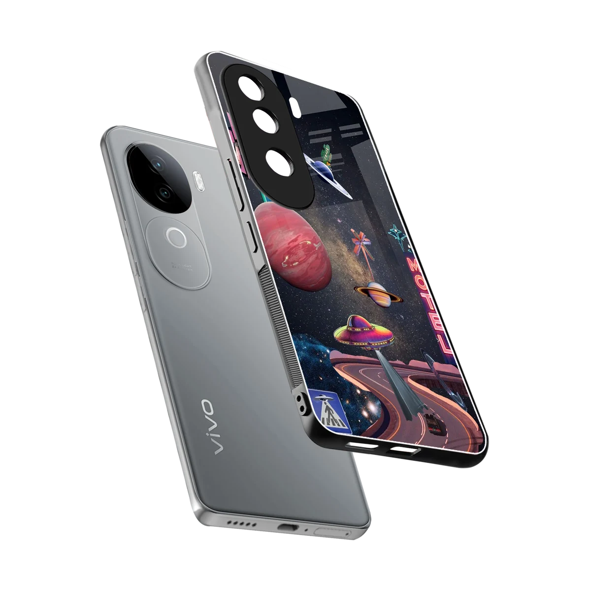 Cosmic Path sleek vivo v40e cover with tempered glass back and TPU edges