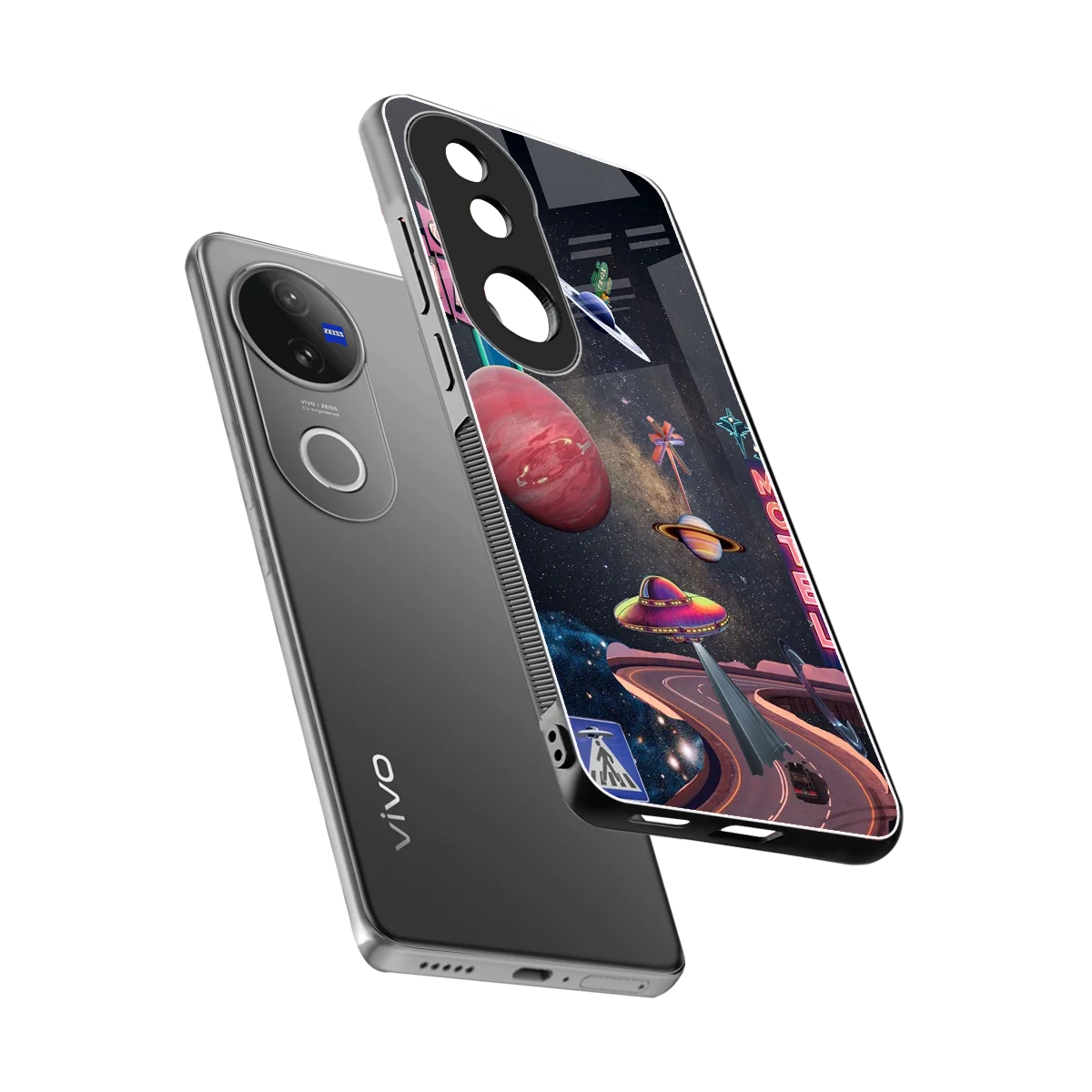Cosmic Path sleek vivo v50 cover with tempered glass back and TPU edges