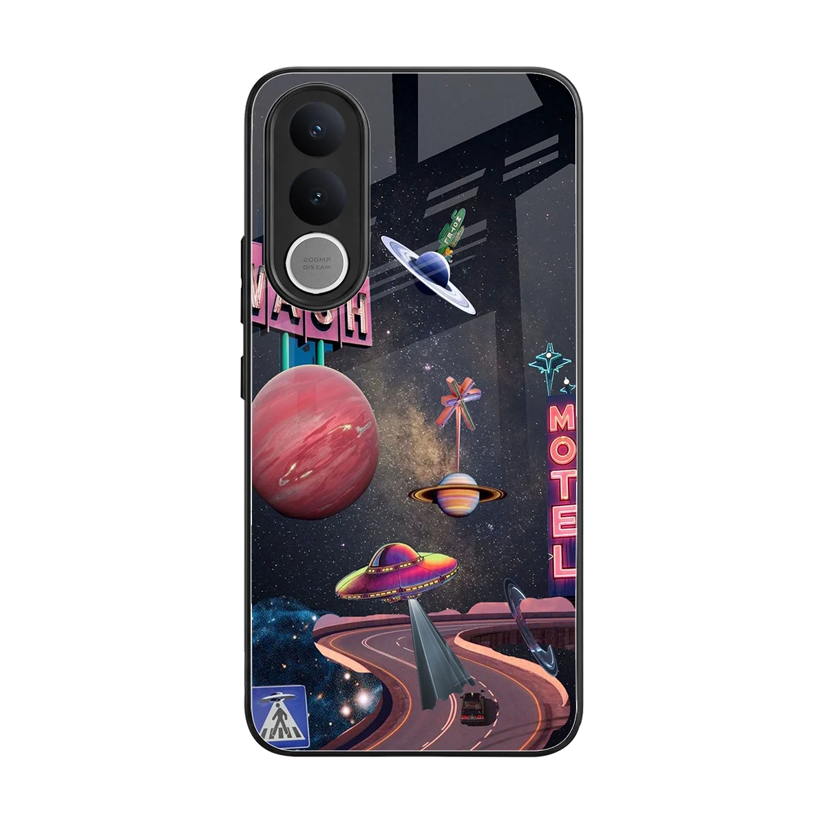 Cosmic Path back phone cover | glass case for vivo v70 fe