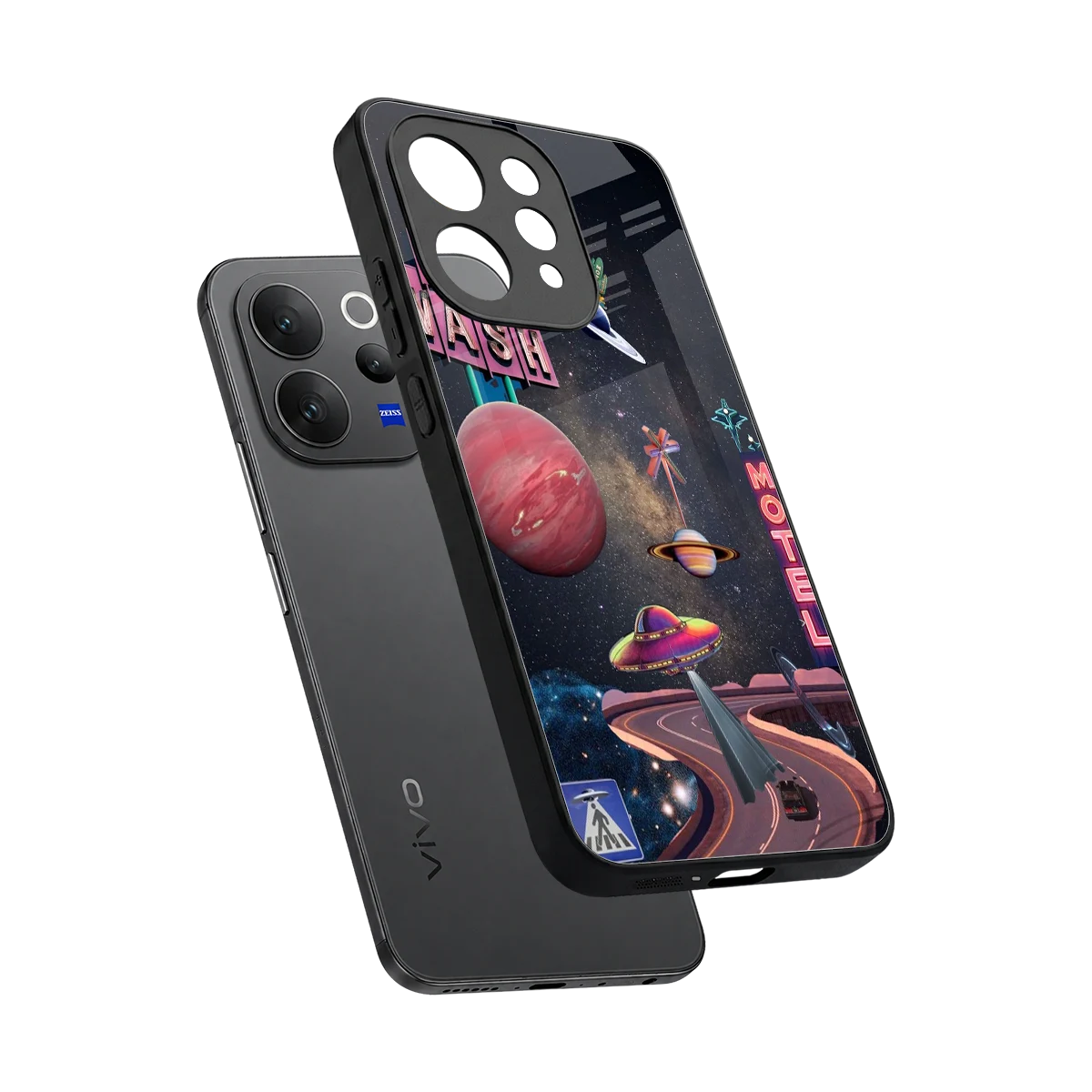 Cosmic Path sleek vivo v70 elite cover with tempered glass back and TPU edges