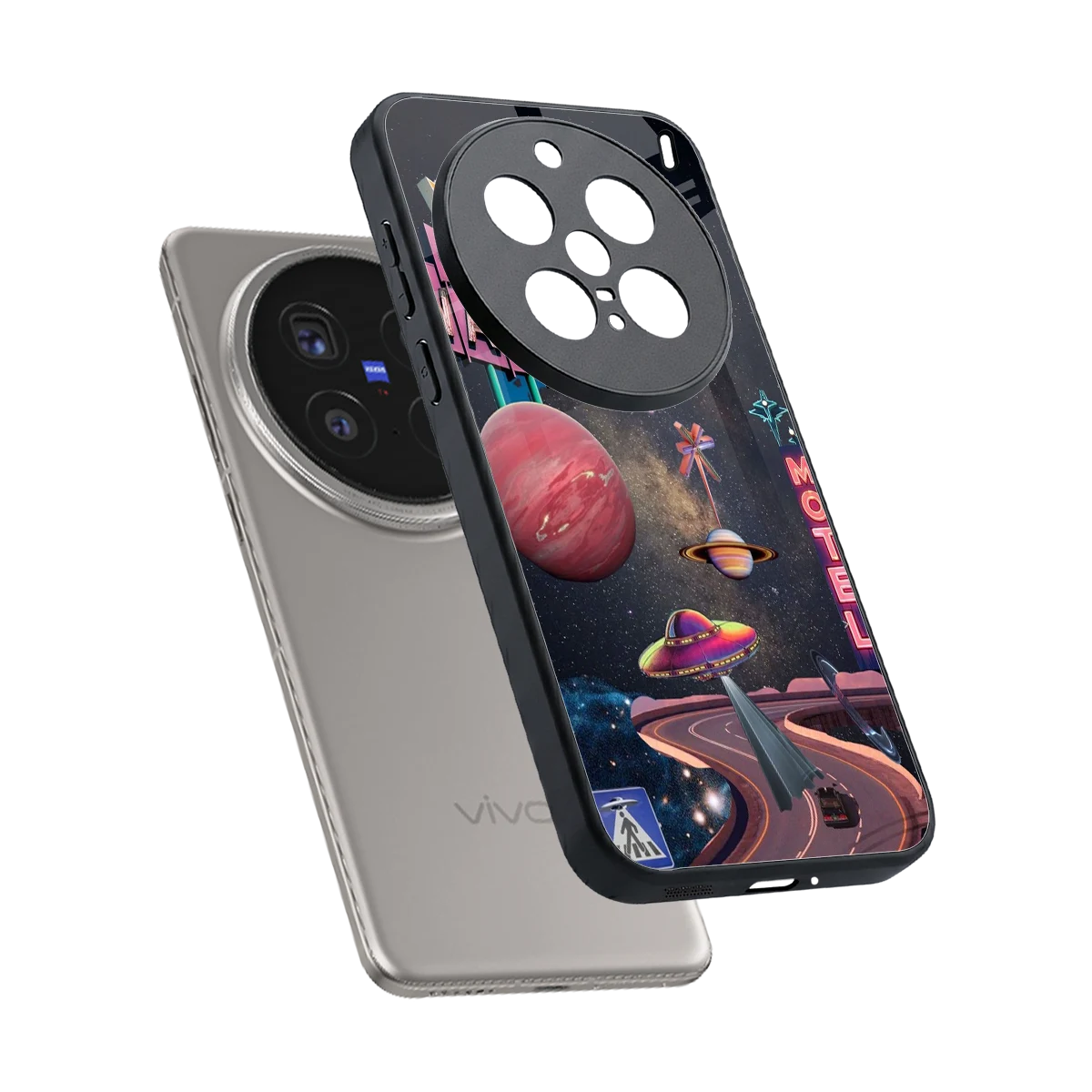Cosmic Path sleek vivo x200 pro cover with tempered glass back and TPU edges