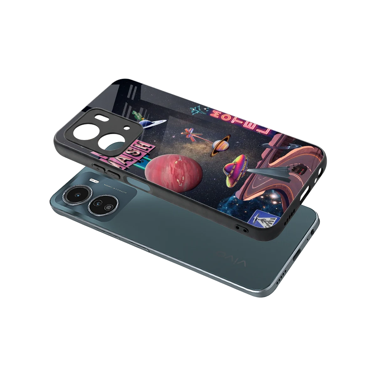 Cosmic Path sleek vivo y16 cover with tempered glass back and TPU edges