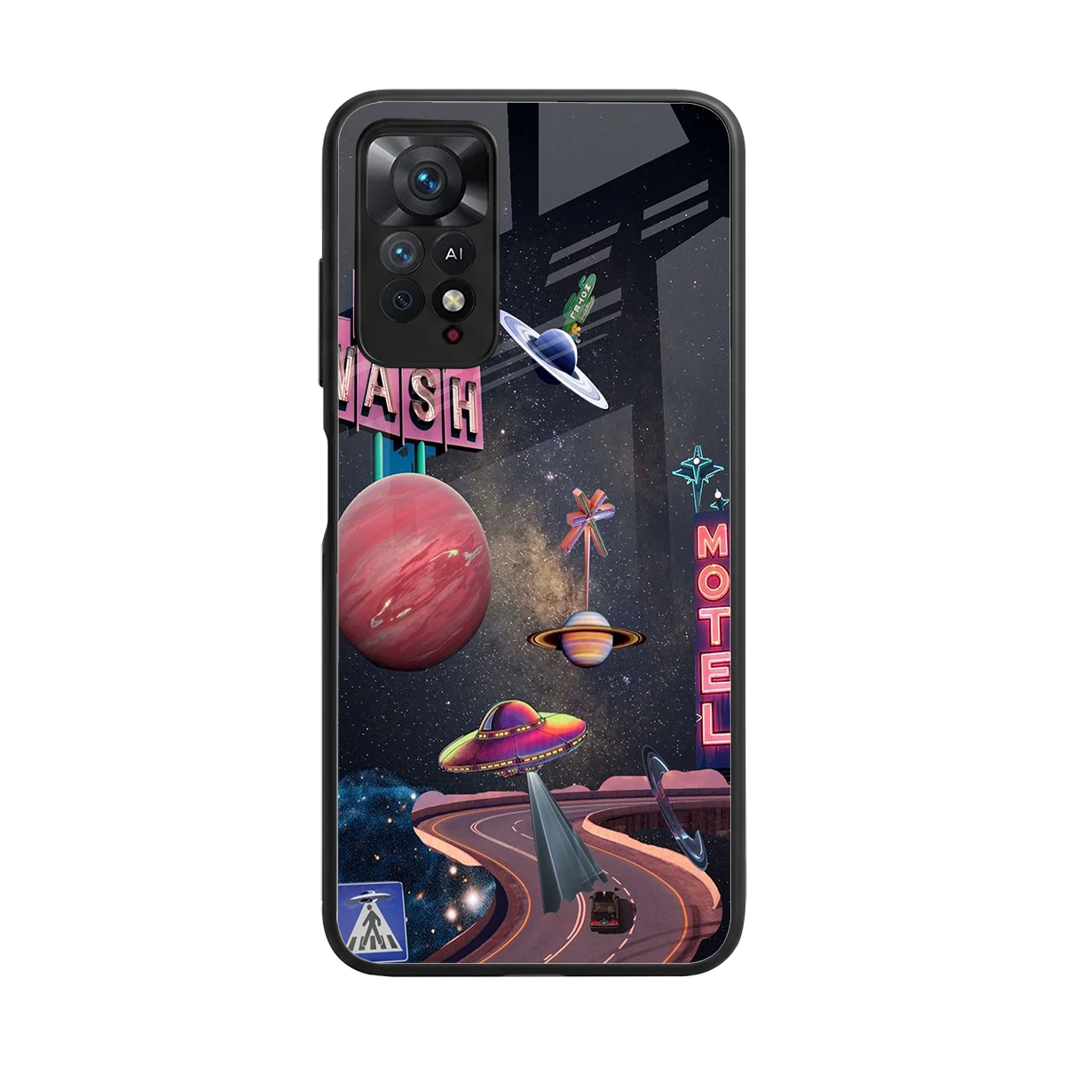 Cosmic Path back phone cover | glass case for redmi note 11 pro