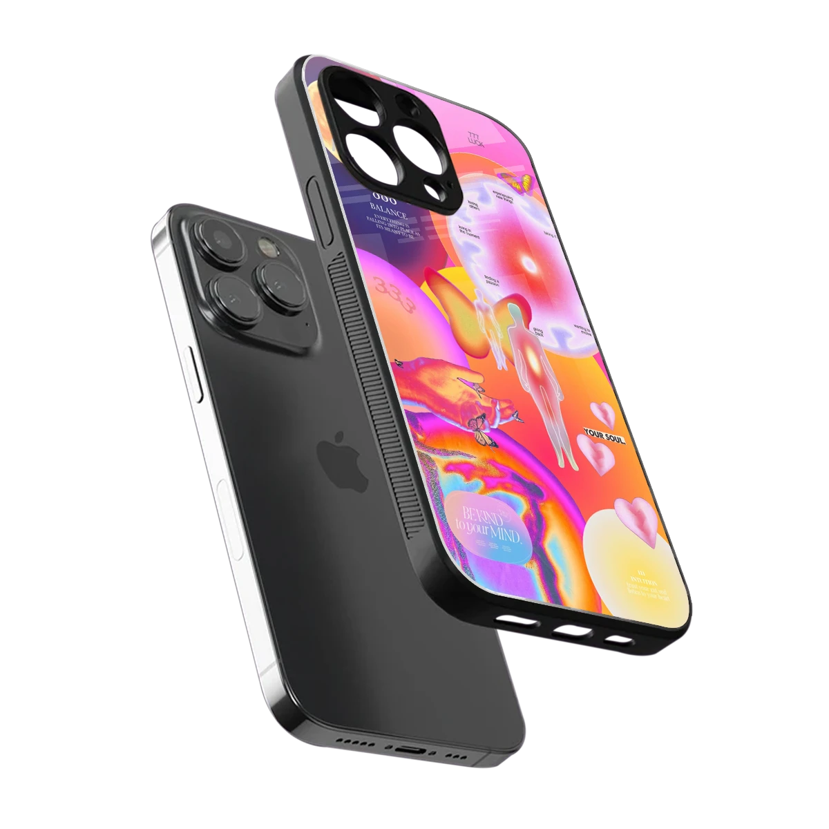 Cosmic Trinity sleek iphone 14 pro max cover with tempered glass back and TPU edges