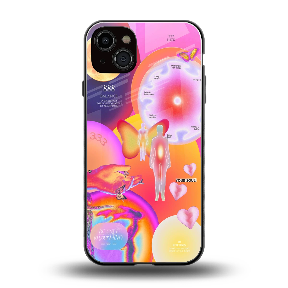 Cosmic Trinity back phone cover | glass case for iphone 15 plus