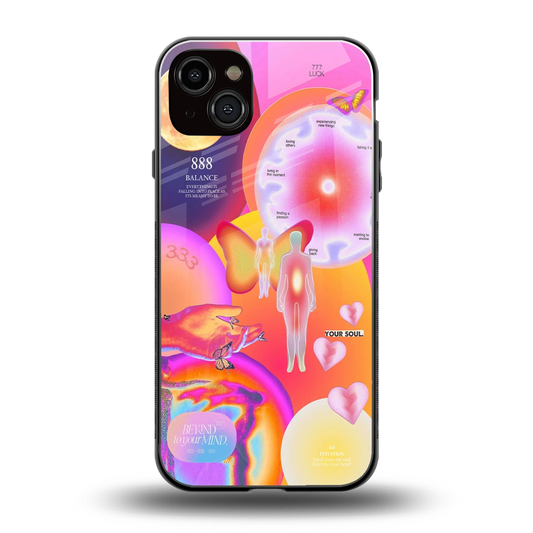 Cosmic Trinity back phone cover | glass case for iphone 15 plus