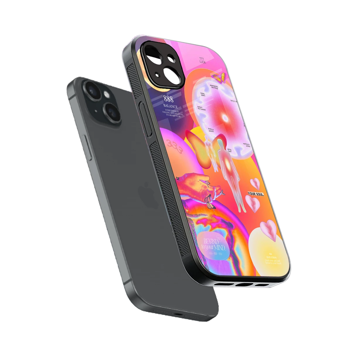 Cosmic Trinity sleek iphone 14 plus cover with tempered glass back and TPU edges