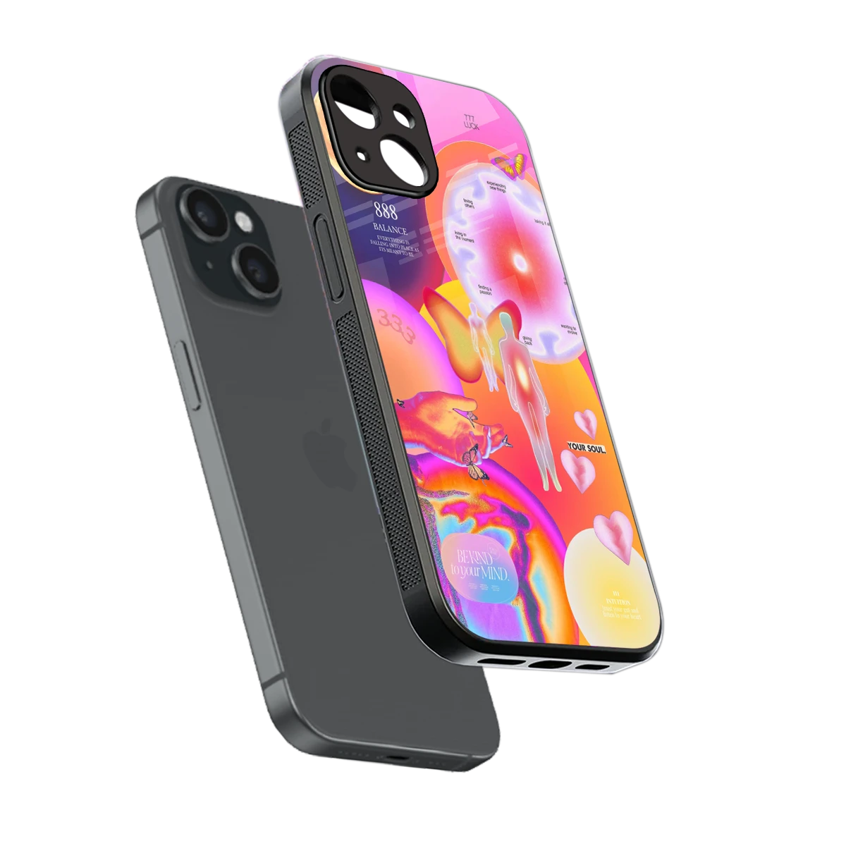 Cosmic Trinity sleek iphone 15 cover with tempered glass back and TPU edges