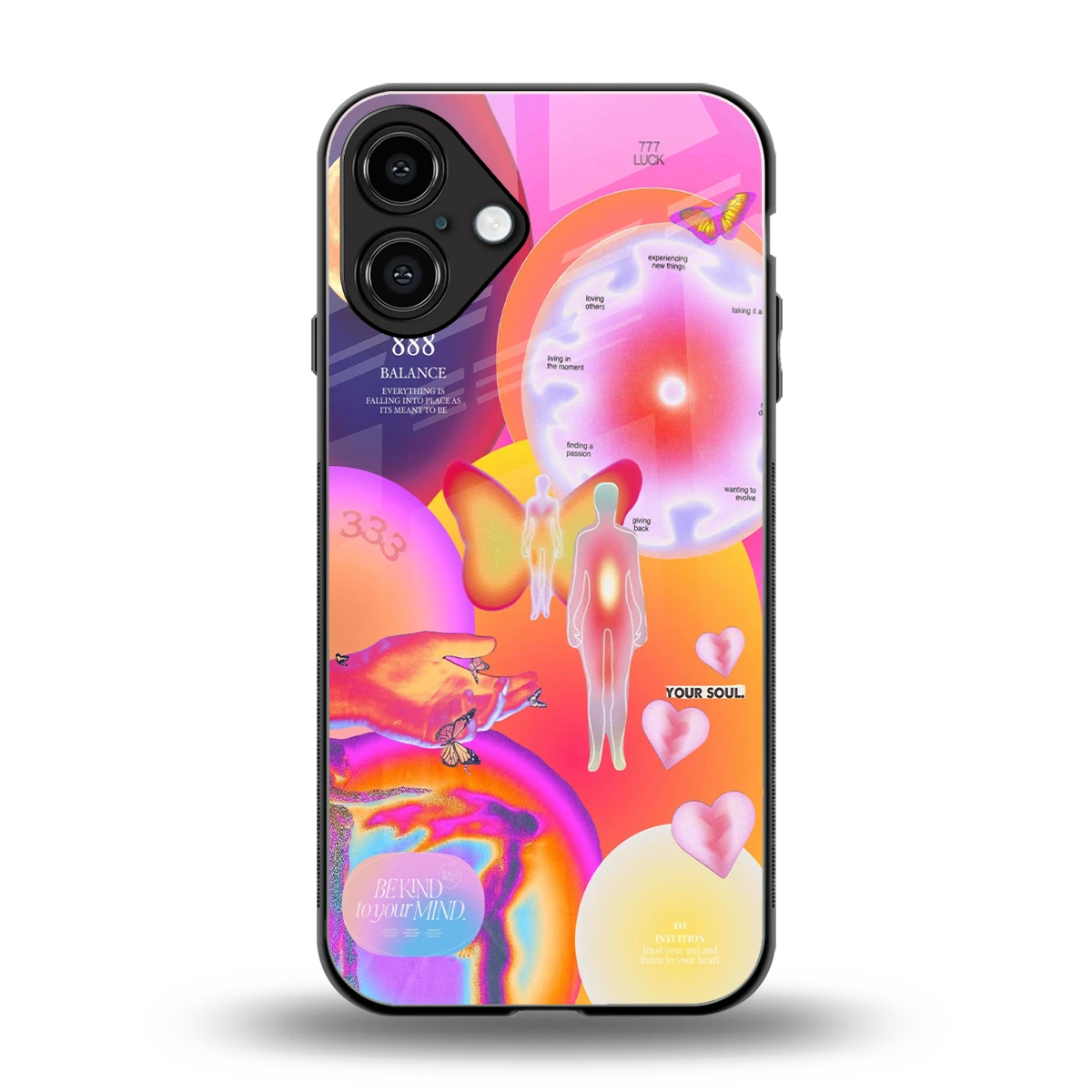 Cosmic Trinity back phone cover | glass case for iphone 16 plus