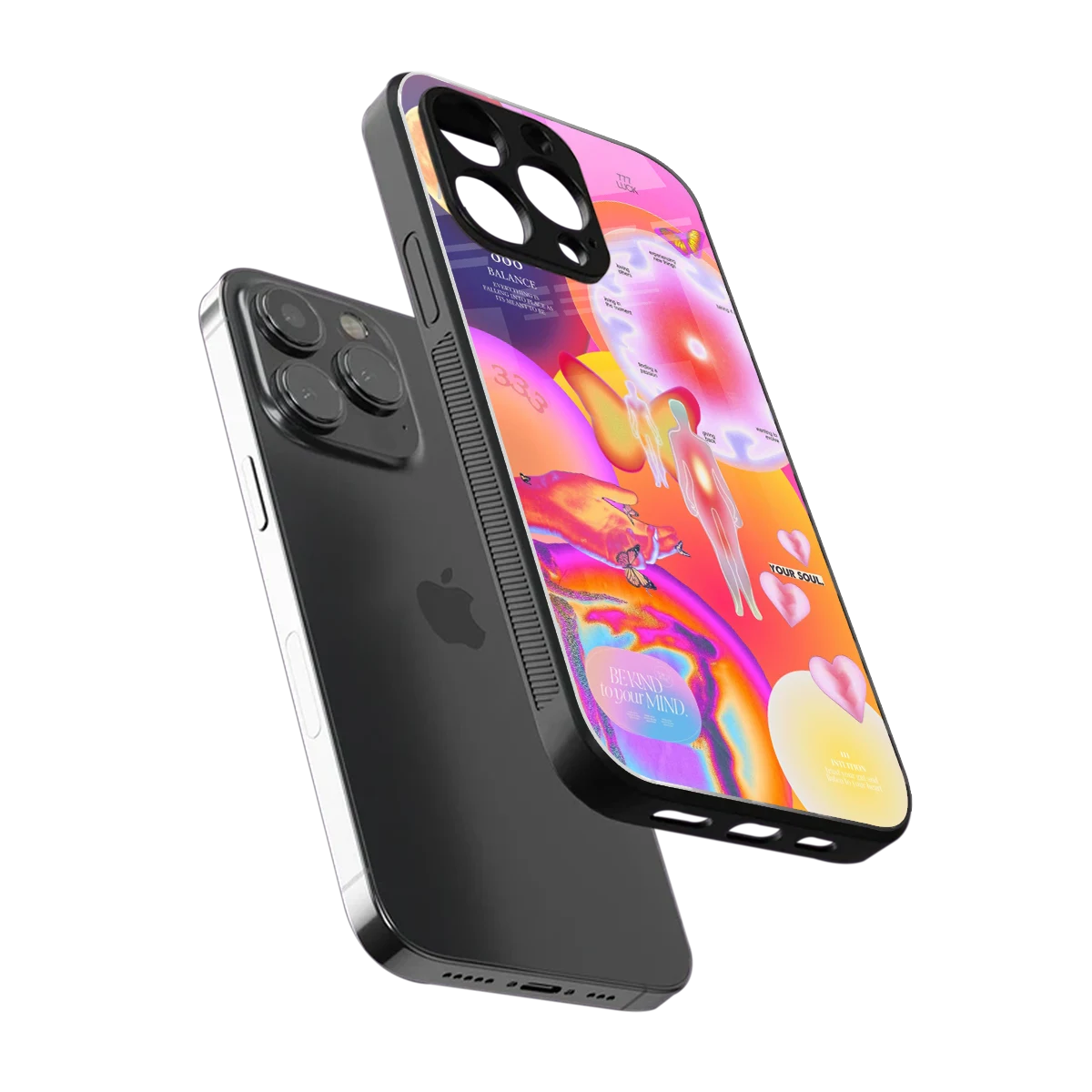 Cosmic Trinity sleek iphone 16 pro max cover with tempered glass back and TPU edges