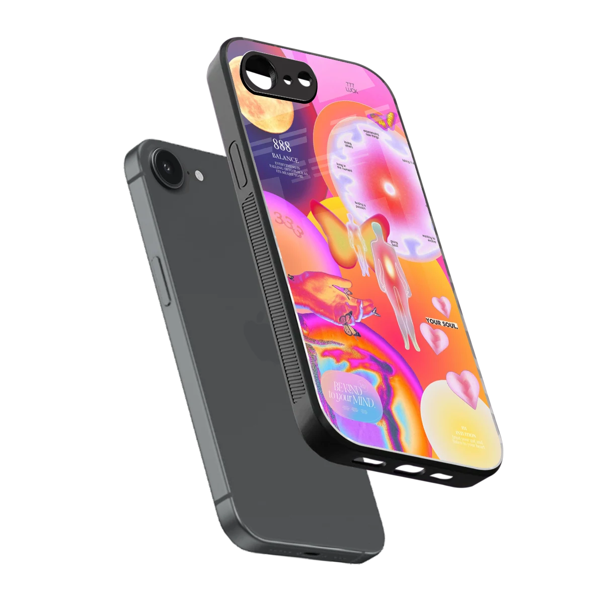 Cosmic Trinity sleek iphone 16e cover with tempered glass back and TPU edges