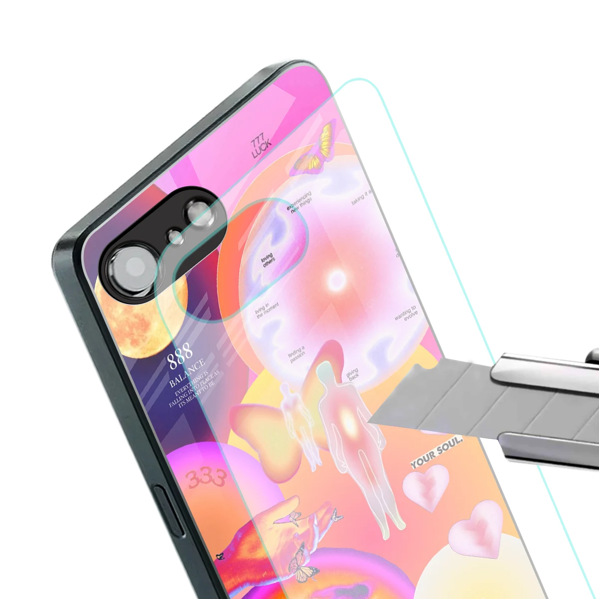 Cosmic Trinity stylish phone case for iphone 16e | glossy glass and slim fit